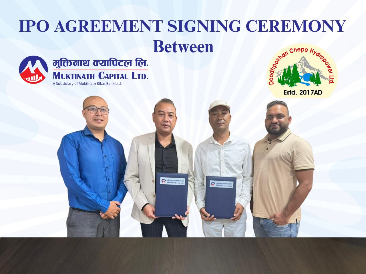 दूधपोखरी चेपे हाइड्रोपावरले आइपिओ निष्काशन गर्दै, बिक्री प्रबन्धकमा मुक्तिनाथ क्यापिटल नियुक्त